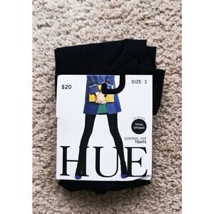 HUE Super Opaque Control Top Black Tights U20285 Women’s S/M Pantyhose Layer